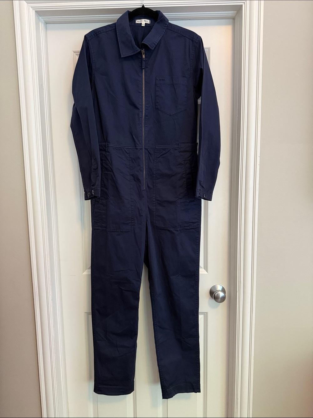 Dark Navy Alex Mill Zip-Front Coverall Jumpsuit